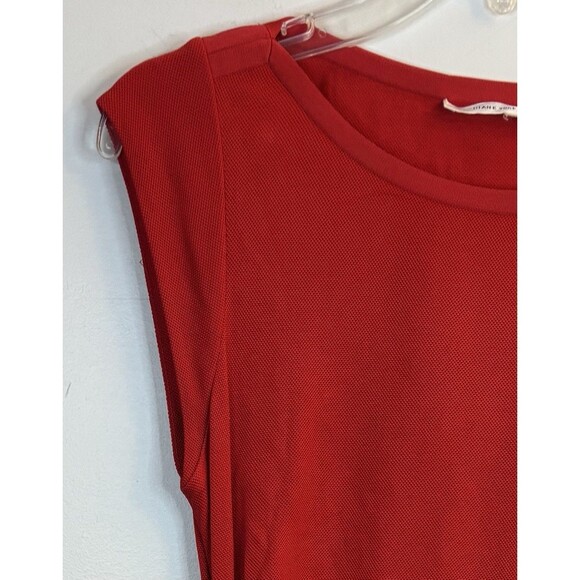 DIANE VON FURSTENBERG Red Ruched Side Sheath Midi Dress XS/S Knit Party Holiday - Picture 6 of 11